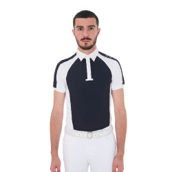 Polo de concurso ajustado de manga corta para hombre con 4 botones Equestro