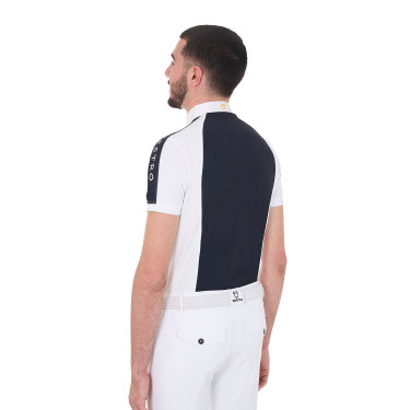 Polo de concurso ajustado de manga corta para hombre con 4 botones Equestro Polo de concurso ajustado de manga corta para hombre con 4 botones Equestro