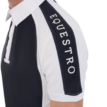 Polo de concurso ajustado de manga corta para hombre con 4 botones Equestro Polo de concurso ajustado de manga corta para hombre con 4 botones Equestro