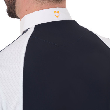 Polo de concurso ajustado de manga corta para hombre con 4 botones Equestro Polo de concurso ajustado de manga corta para hombre con 4 botones Equestro