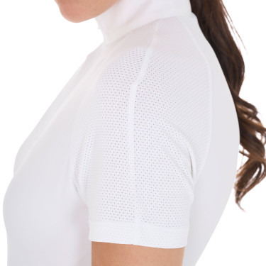 Polo de concurso ajustado en tejido elástico con cremallera y malla para mujer Taline Equestro Polo de concurso ajustado en tejido elástico con cremallera y malla para mujer Taline Equestro