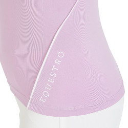 Polo de entrenamiento técnico de manga corta para niño con cremallera Equestro Lila Azul