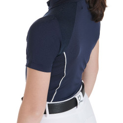 Polo de entrenamiento técnico de manga corta para niño con cremallera Equestro Marino Azul marino