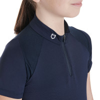Polo de entrenamiento técnico de manga corta para niño con cremallera Equestro Americana marina Azul marino