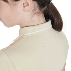 Polo de entrenamiento técnico infantil de tejido antibacteriano Equestro Oxford tostado Rosa