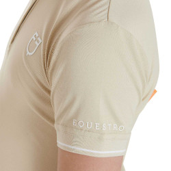 Polo de entrenamiento técnico infantil de tejido antibacteriano Equestro Oxford tostado Rosa