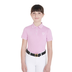 Polo de entrenamiento técnico infantil de tejido antibacteriano Equestro Lila Azul