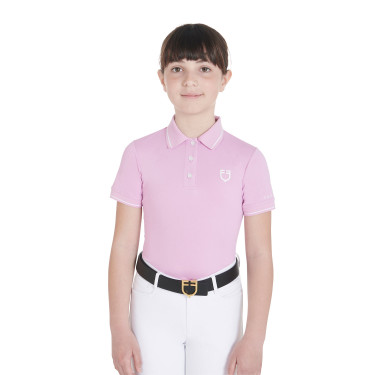 Polo de entrenamiento técnico infantil de tejido antibacteriano Equestro Lila Azul