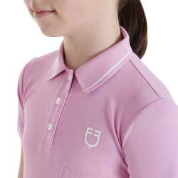 Polo de entrenamiento técnico infantil de tejido antibacteriano Equestro Lila Azul