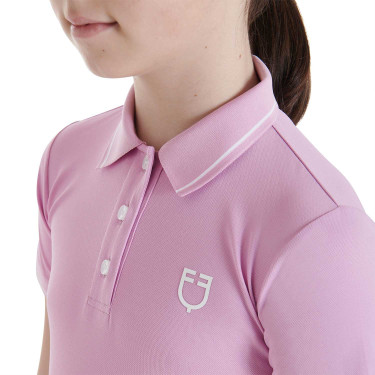 Polo de entrenamiento técnico infantil de tejido antibacteriano Equestro Lila Azul