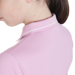Polo de entrenamiento técnico infantil de tejido antibacteriano Equestro Lila Azul