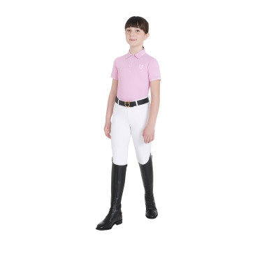 Polo de entrenamiento técnico infantil de tejido antibacteriano Equestro Lila Azul
