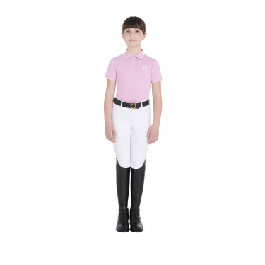 Polo de entrenamiento técnico infantil de tejido antibacteriano Equestro Lila Azul