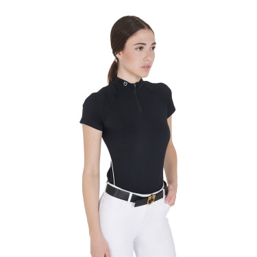 Polo de entrenamiento técnico ajustado con cremallera para mujer Equestro Polo de entrenamiento técnico ajustado con cremallera para mujer Equestro
