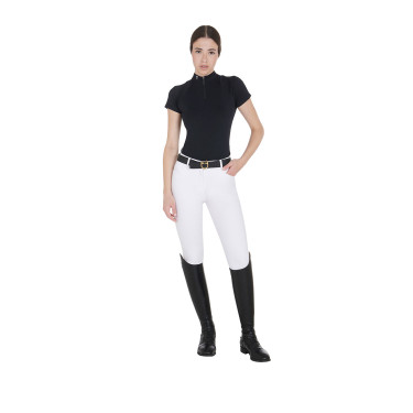 Polo de entrenamiento técnico ajustado con cremallera para mujer Equestro Polo de entrenamiento técnico ajustado con cremallera para mujer Equestro