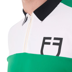 Polo de entrenamiento bicolor ajustado de manga corta con cremallera para hombre Equestro Verde ultramar / blanco