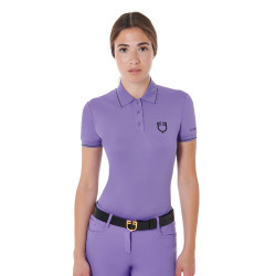 Polo de entrenamiento ajustado de tejido transpirable para mujer Equestro Dalia violeta