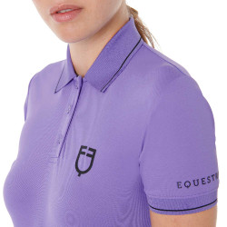 Polo de entrenamiento ajustado de tejido transpirable para mujer Equestro Dalia violeta