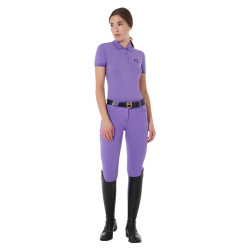 Polo de entrenamiento ajustado de tejido transpirable para mujer Equestro Dalia violeta