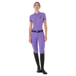 Polo de entrenamiento ajustado de tejido transpirable para mujer Equestro Dalia violeta