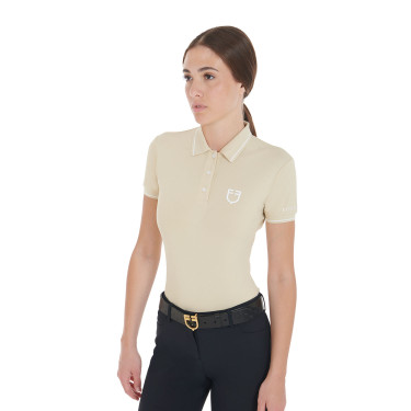 Polo de entrenamiento ajustado de tejido transpirable para mujer Equestro Polo de entrenamiento ajustado de tejido transpirable para mujer Equestro
