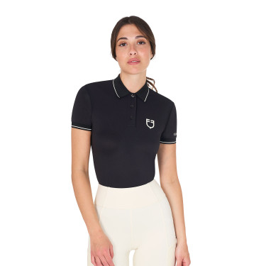Polo de entrenamiento ajustado de tejido transpirable para mujer Equestro Polo de entrenamiento ajustado de tejido transpirable para mujer Equestro