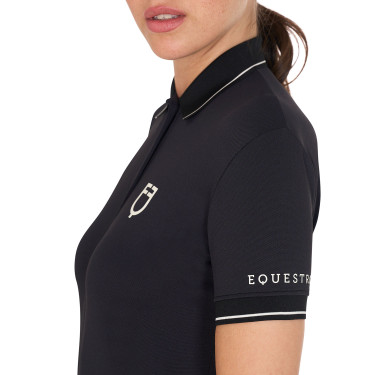 Polo de entrenamiento ajustado de tejido transpirable para mujer Equestro Polo de entrenamiento ajustado de tejido transpirable para mujer Equestro