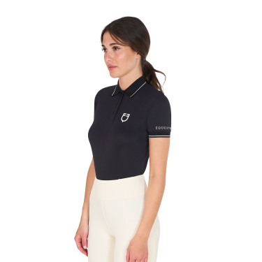 Polo de entrenamiento ajustado de tejido transpirable para mujer Equestro Polo de entrenamiento ajustado de tejido transpirable para mujer Equestro
