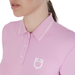 Polo de entrenamiento ajustado de tejido transpirable para mujer Equestro Lila Azul