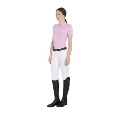 Polo de entrenamiento ajustado de tejido transpirable para mujer Equestro Lila Azul