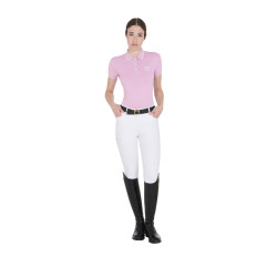 Polo de entrenamiento ajustado de tejido transpirable para mujer Equestro Lila Azul