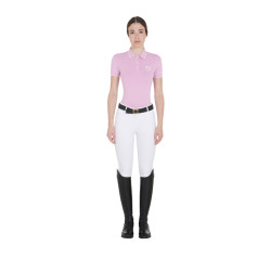 Polo de entrenamiento ajustado de tejido transpirable para mujer Equestro Lila Azul