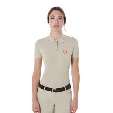 Polo de entrenamiento ajustado de tejido transpirable para mujer Equestro Polo de entrenamiento ajustado de tejido transpirable para mujer Equestro