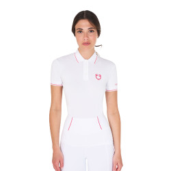 Polo de entrenamiento ajustado de tejido transpirable para mujer Equestro Blanco / madreselva