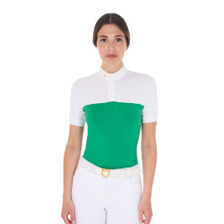 Polo entallado de tejido técnico y malla de manga corta para mujer Equestro