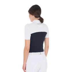 Polo entallado de tejido técnico y malla de manga corta para mujer Equestro Americana marina Azul marino Polo entallado de tejido técnico y malla de manga corta para mujer Equestro Americana marina Azul marino