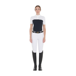 Polo entallado de tejido técnico y malla de manga corta para mujer Equestro Marino Azul marino Polo entallado de tejido técnico y malla de manga corta para mujer Equestro Marino Azul marino