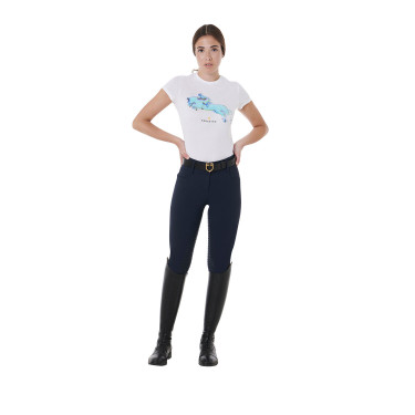Pantalón de talle alto con grip integral para mujer Equestro Marino Azul marino