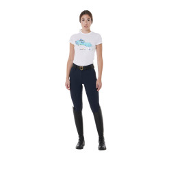 Pantalón de talle alto con grip integral para mujer Equestro Marino Azul marino
