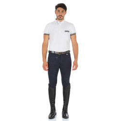 Pantalón de hombre Zeus con grip en las rodillas de algodón elástico Equestro Marino Azul marino
