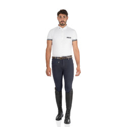 Pantalón de hombre Urano en algodón elástico Equestro Marino Azul marino