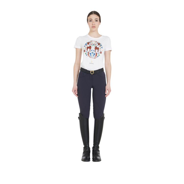 Pantalón de mujer con grip en las rodillas en tejido técnico Clio Equestro Pantalón de mujer con grip en las rodillas en tejido técnico Clio Equestro