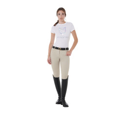 Pantalón de mujer con grip integral Aria en tejido técnico Equestro Oxford tostado Rosa