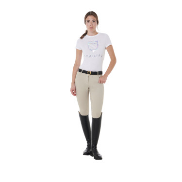 Pantalón de mujer con grip integral Aria en tejido técnico Equestro Oxford tostado Rosa