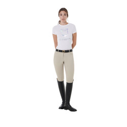 Pantalón de mujer con grip integral Aria en tejido técnico Equestro Oxford tostado Rosa
