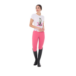 Pantalón de mujer con grip integral Aria en tejido técnico Equestro Madreselva Rosa