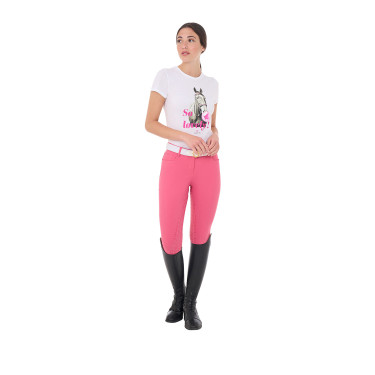 Pantalón de mujer con grip integral Aria en tejido técnico Equestro Madreselva Rosa