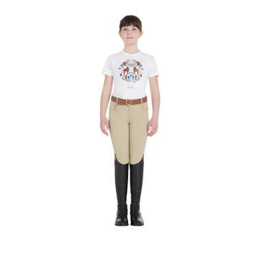 Pantalón infantil de tejido técnico Equestro Incienso Beige