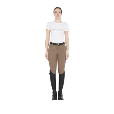 Pantalón ajustado con grip para mujer con logo Zenda Equestro Nuez Marr&amp;amp;amp;oacute;n