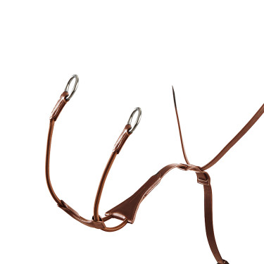 Martingala con collar de cuero Melanie con horquilla elástica Equestro Coñac Marrón